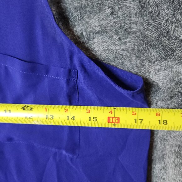 DECREE Sleeveless Top Womens Blue Career Formal Blouse Semi Sheer Size S NEW - Picture 7 of 8